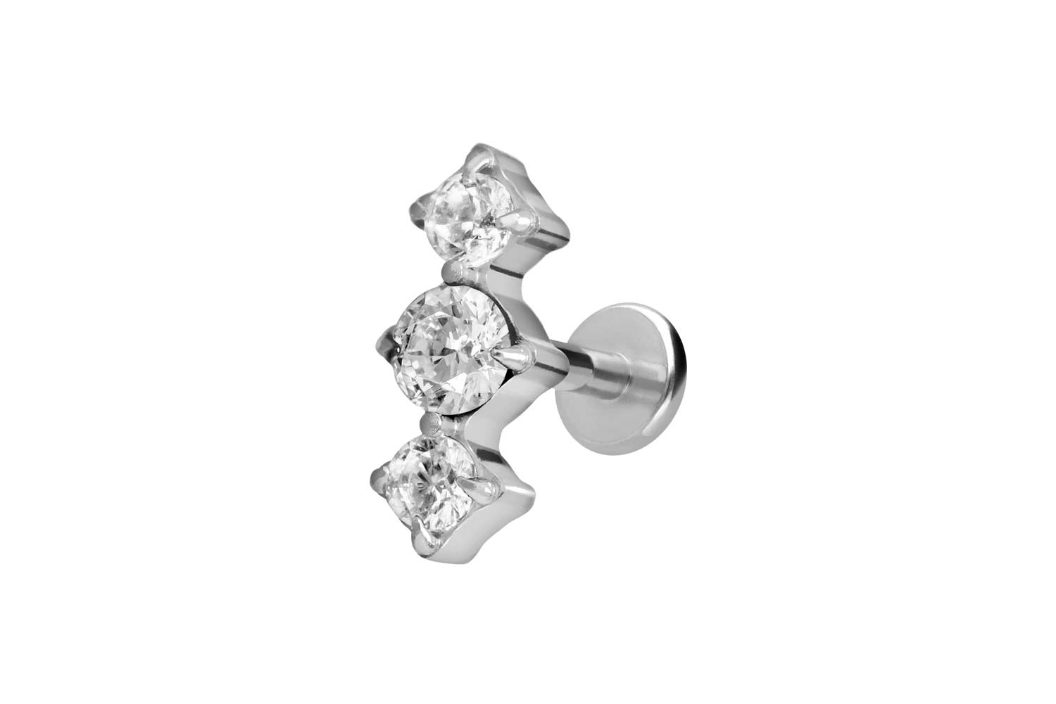 Titan Labret Piercing mit Innengewinde 3 EINGEFASSTE KRISTALLE